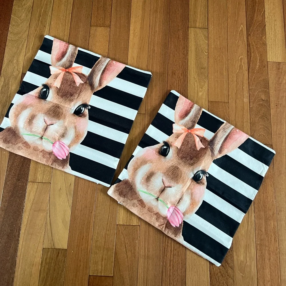 26. Easter Bunny Pillowcases Pillow Cover Set of 2